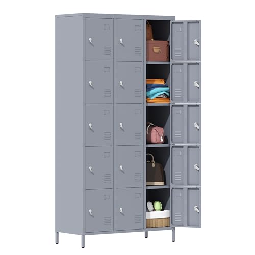 Metal Locker 3 Doors Storage Lockers for Employee,72" Tall Locker with Shelves and Hooks Steel Sports Locker for Office School Office Gym Home Garage