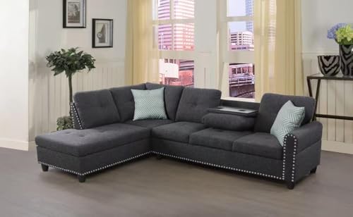 Devion Furniture Regis 4-in-1 Convertible L Shaped Couch with Pull Out Bed and Storage, Sectional Sleeper Sofa with Reversible Chaise for Living Room
