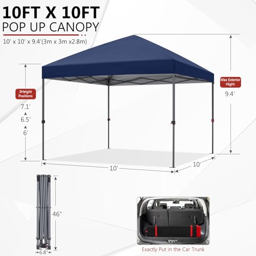 ABCCANOPY Durable Easy Pop up Canopy Tent 10x10, Red