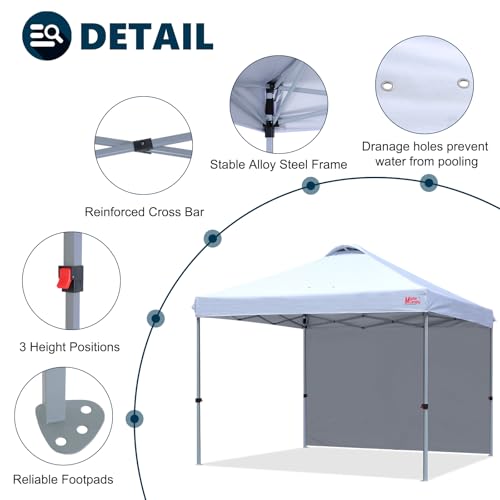 MASTERCANOPY Durable Pop-up Canopy Tent with 1 Sidewall (10'x10',White)