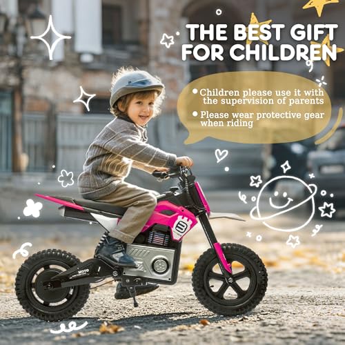 24V 8AH Electric Dirt Bike, Kids Ride On Motorcycle with 200W High Speed Hub Motor, 90 Min Usage, Powered Off-Road Bike withShock Absorber
