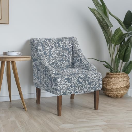 HomePop Velvet Swoop Arm Accent Chair, Suri Blue
