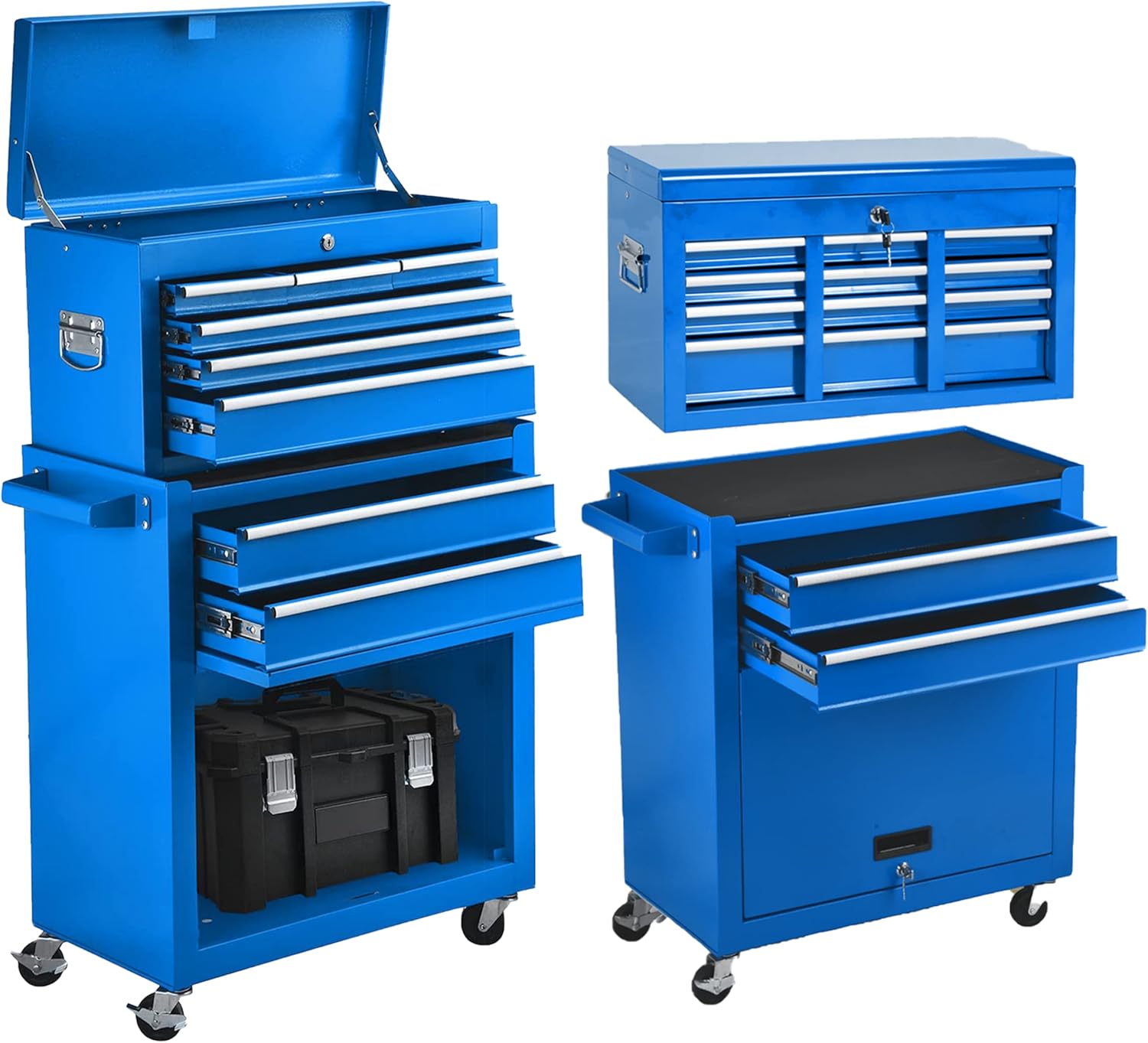 High Capacity 8-Drawer Tool Chest Rolling Tool Box with 4 Wheels, Portable Tool Box Organizer, Tool Chest Cabinet with Lock
