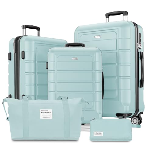 SHOWKOO Luggage Sets Expandable PC+ABS Durable Suitcase Double Wheels TSA Lock Black