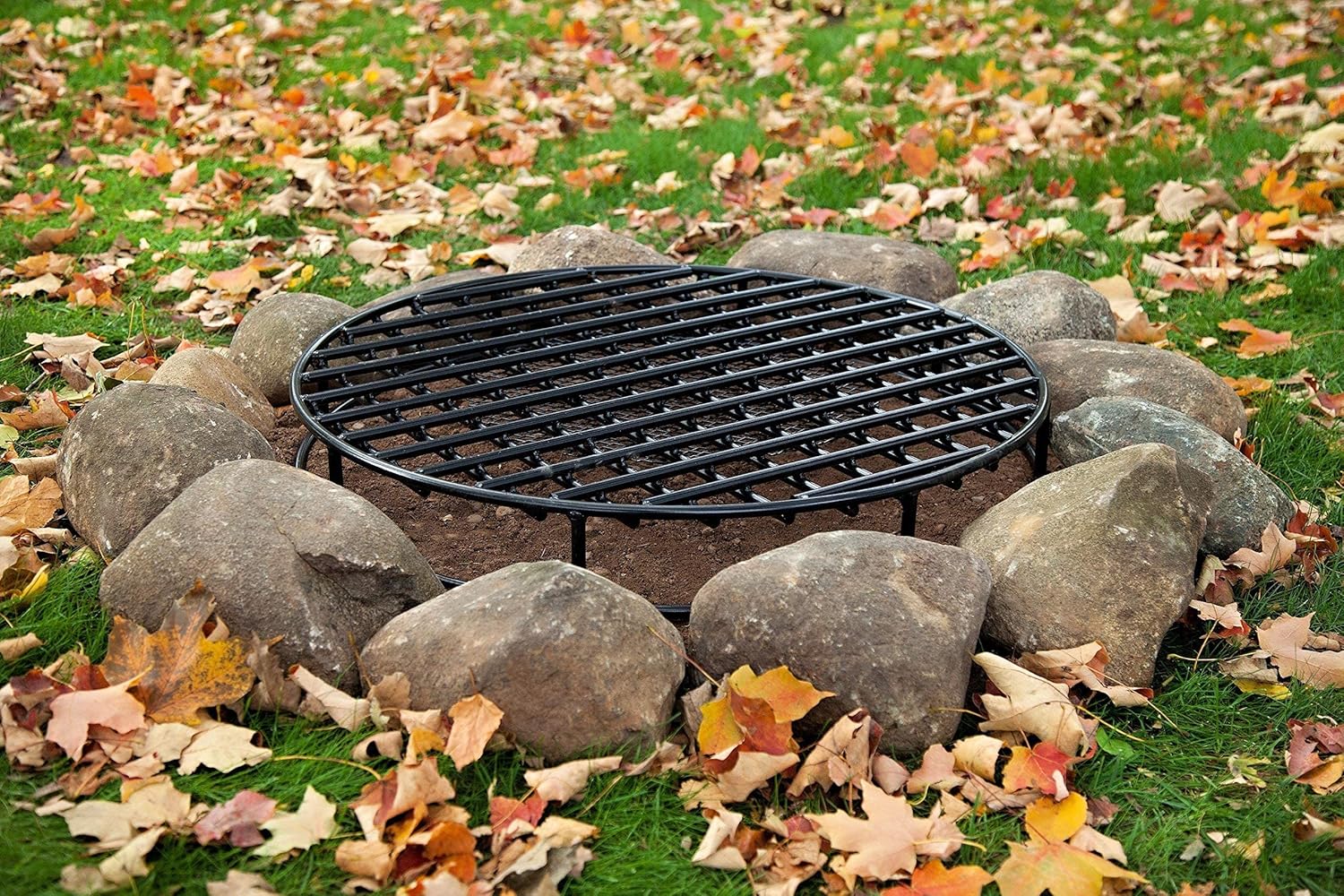 Walden Backyards Fire Pit Grate Round Premium Heavy Duty Steel Grate with Ember Catcher for Outdoor Fire Pits (29.5)
