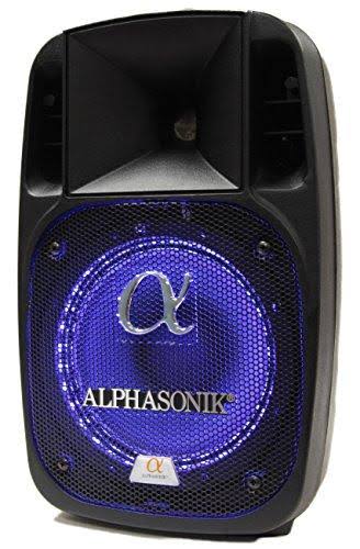 Alphasonik 10 Powered 1600W Pro DJ Amplified Loud Speaker Bluetooth USB SD Card Aux MP3 FM Radio PA System LED Ring Karaoke Mic