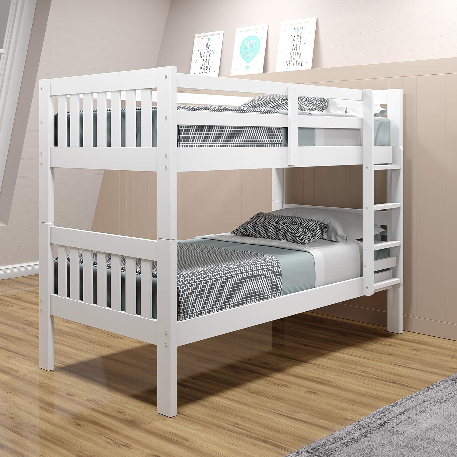 Donco Kids Austin Mission Twin Over Twin White Bunkbed