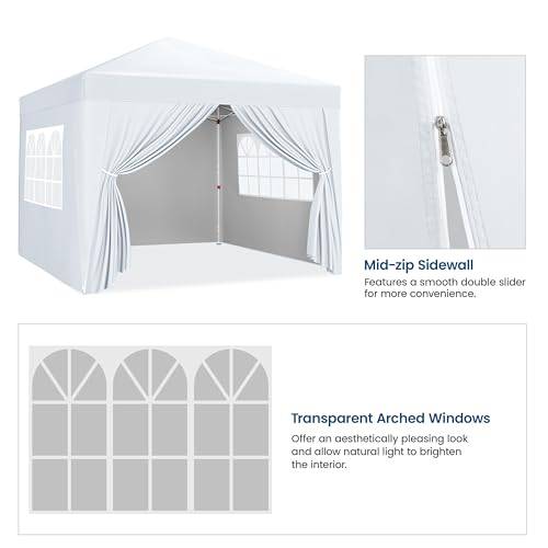 Yaheetech 10x10 Pop Up Canopy with 4 Removable Sidewalls, Portable Enclosed Instant Tent, Waterproof Outdoor Tent, Beach Sun Shelter with 4 Sandbags
