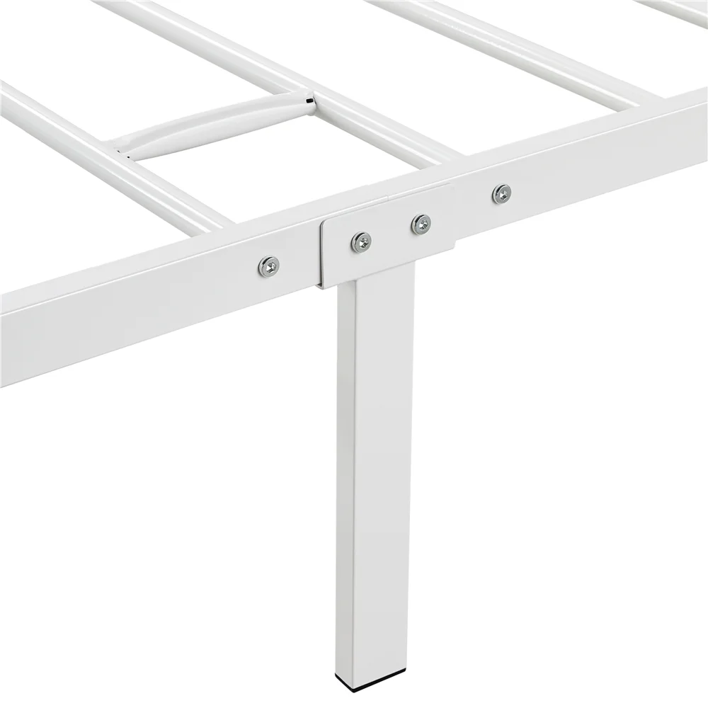 Easyfashion Juno Metal Canopy Bed Frame Four Poster Bed with Headboard and Footboard, White, Twin