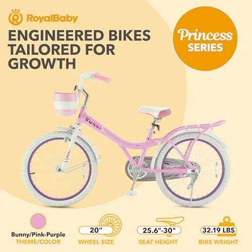 Royalbaby Princess Girls Kids Bike 12 14 16 18 20 Inch Children Bicycle with Basket for Age 3-12 Years
