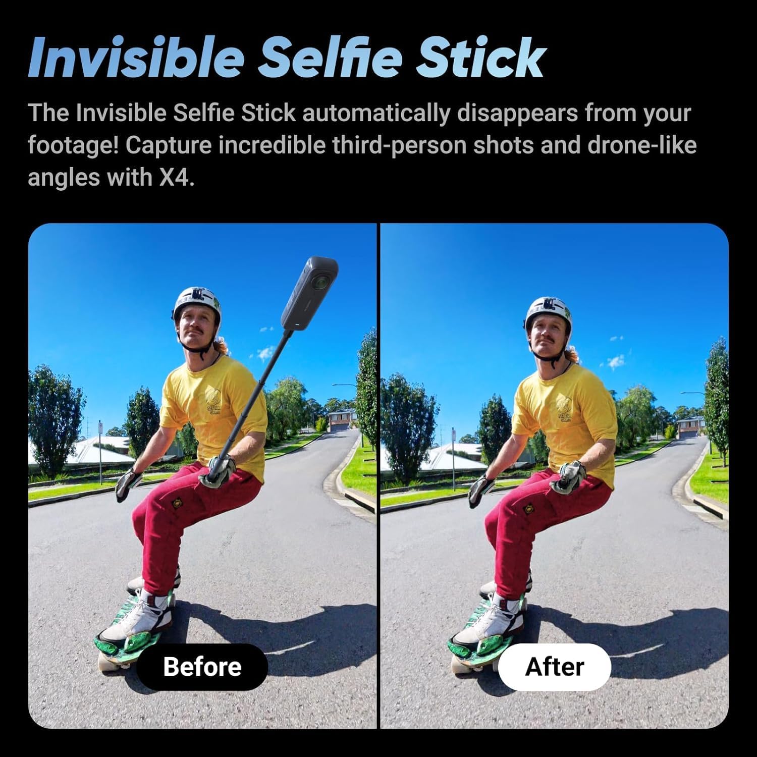 Insta360 X4 - Waterproof 8K 360 Action Helmet Camera, 4K Wide-Angle Video, Invisible Selfie Stick Effect, Removable Lens Guards, 135 Min Battery Life
