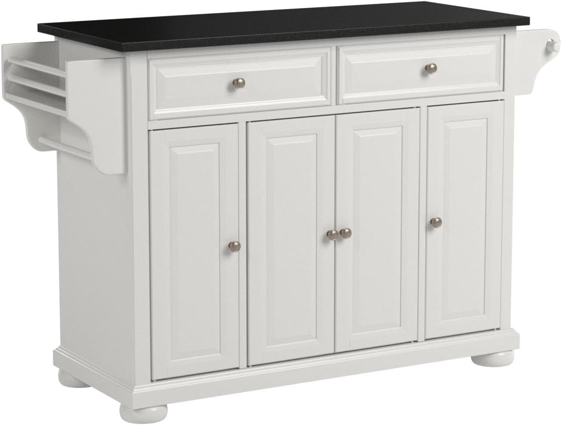 Crosley Furniture Alexandria Kitchen Island with Solid Black Granite Top - White