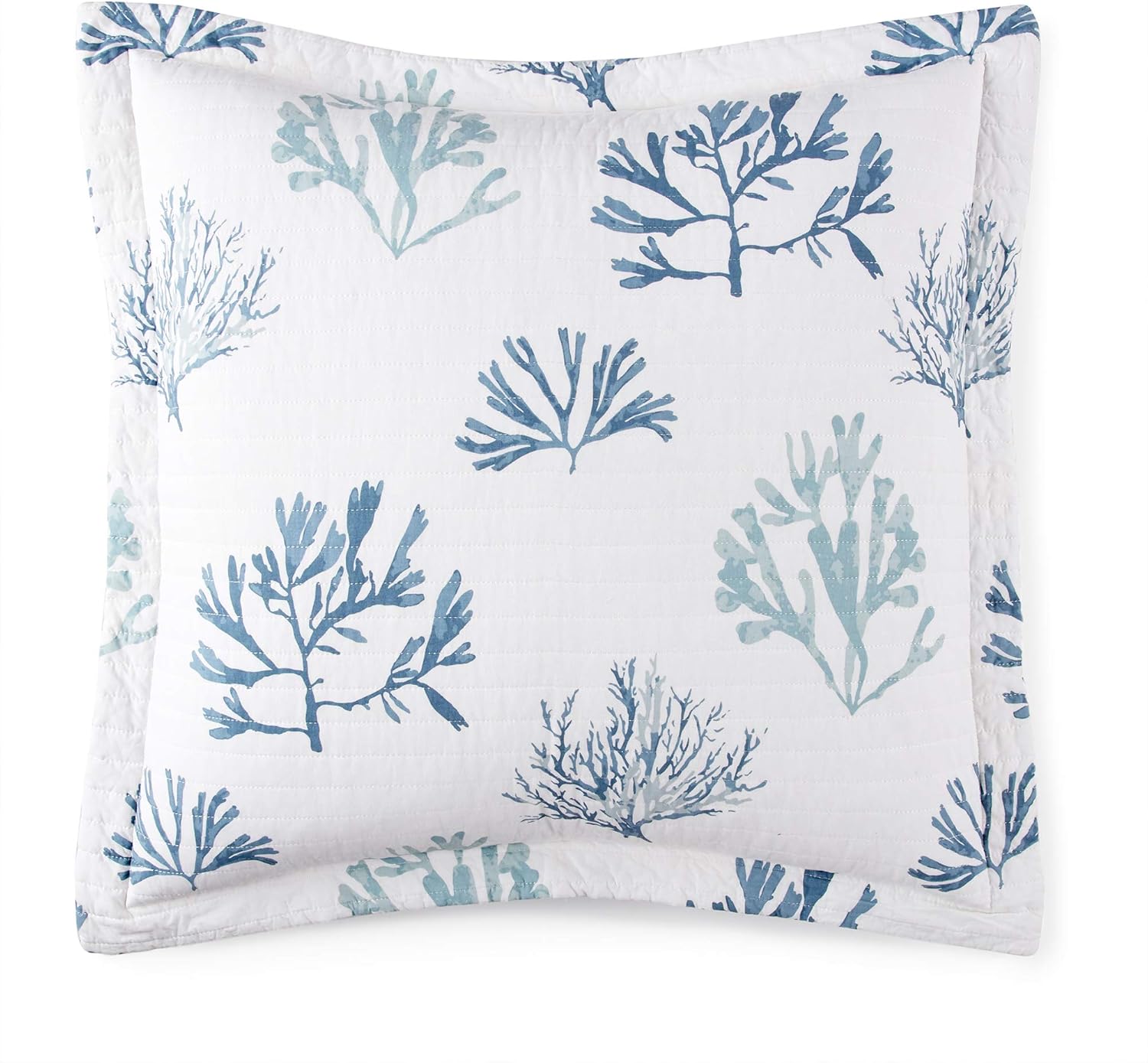 Levtex home - Truro - Euro Sham (26x26in.) - Tropical Coral in Shades of Blue - No Quilted