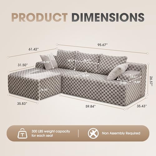 Modular Sectional Sofa Couches L-Shape Couch 3 Seat Modular Sofa Memory Foam Sectional Couches for Living Room