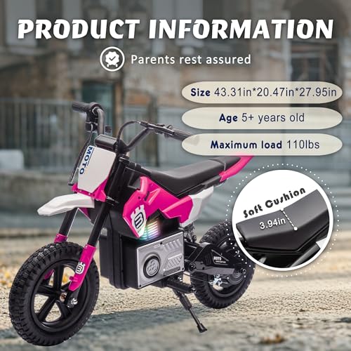 24V 8AH Electric Dirt Bike, Kids Ride On Motorcycle with 200W High Speed Hub Motor, 90 Min Usage, Powered Off-Road Bike withShock Absorber