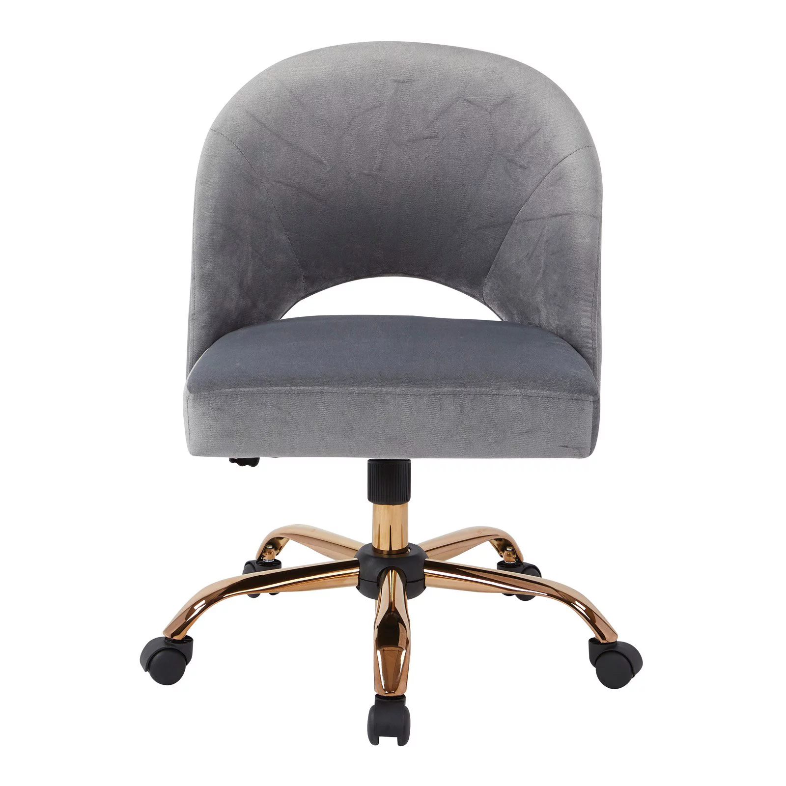 OSP Home Furnishings Lula Office Chair in Lavender Fabric with Rose Gold Base
