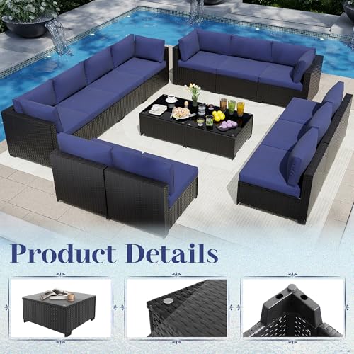KIGOTY Patio Furniture Set 7 Pieces Conversation Sets, Outdoor Sectional Sofa