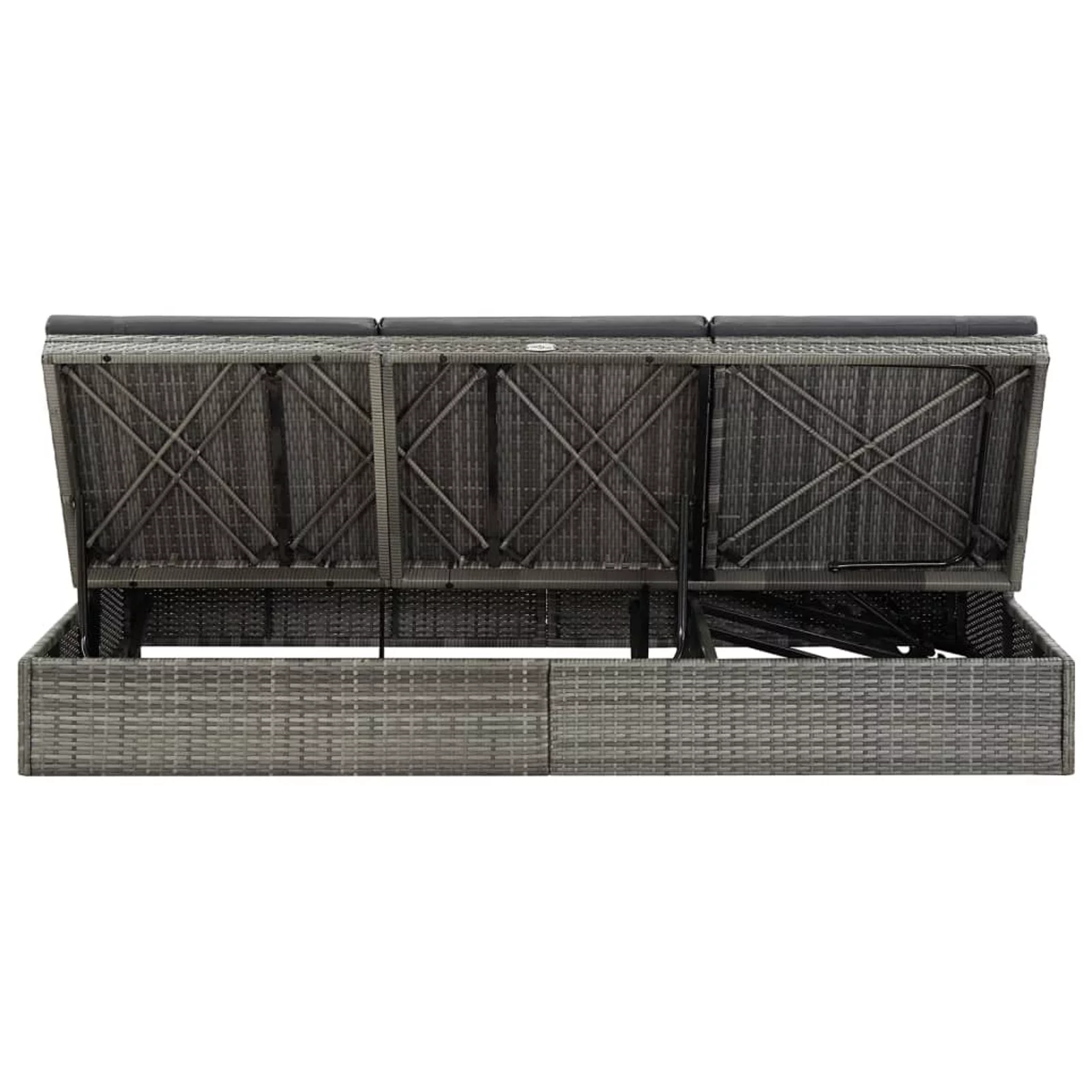 Htovila Convertible Sun Bed with Cushions Poly Rattan Dark Gray