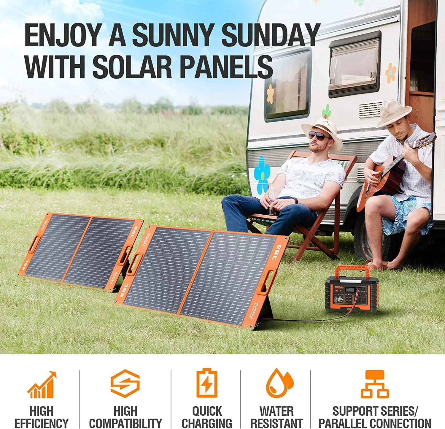 EBL Portable Power Station Voyager, 110V/1000W Solar Generator (Surge 2000W), 999Wh/270000mAh Lithium Battery for Outdoor Home Emergency