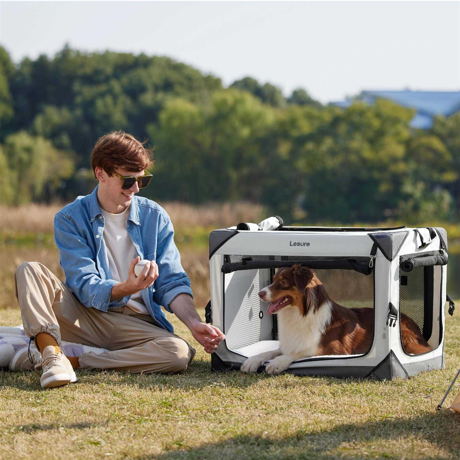 LE SURE Lesure Collapsible Dog Crate Portable Dog Travel Crate Kennel Dog - Pet Supplies online store