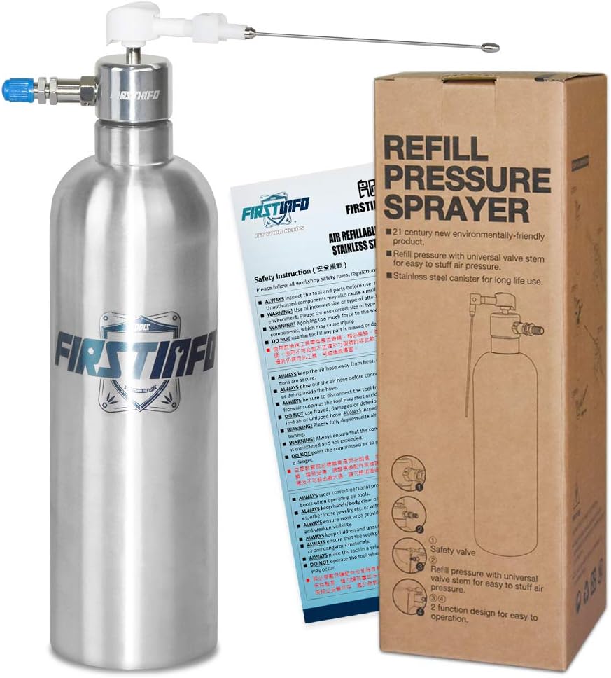 FIRSTINFO Aerosol Refillable Fluid Oil Pressure Storage Sprayer Can Stainless Steel Pneumatic Manual Compressed