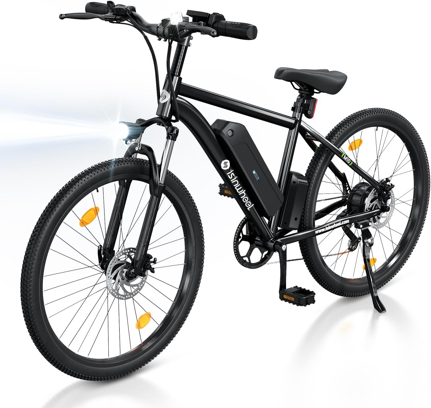 isinwheel M10 Electric Bike for Adults with 374.4Wh Removable Battery, 46Miles 20MPH Commuting Electric Mountain Bike with 500W Brushless Motor