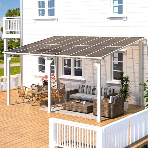 AECOJOY 10&rsquo; x 10&rsquo; Gazebo, Wall Mounted Gazebos Pergola on Clearance, Outdoor Patio Lean to Gazebo Awnings for Deck, Porch