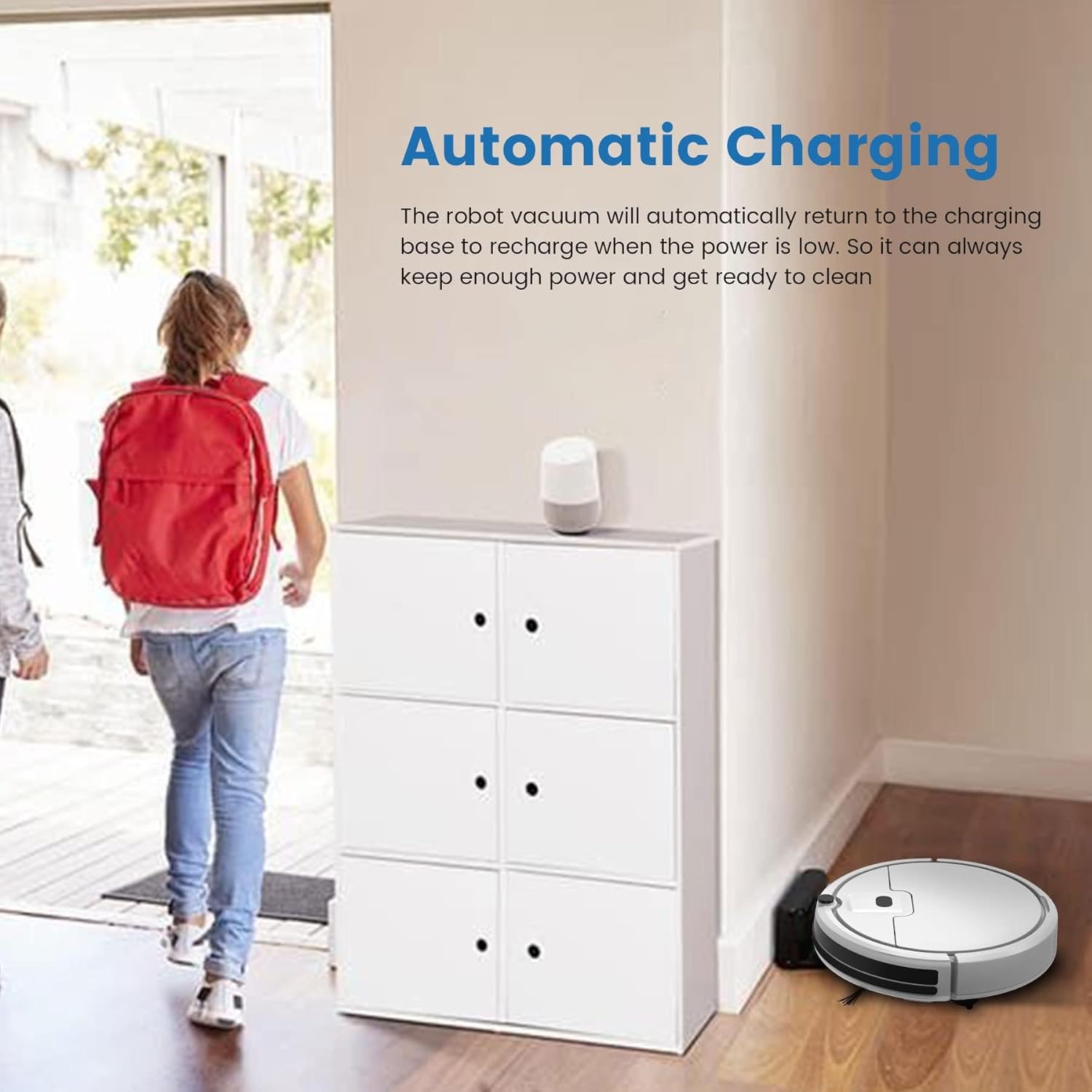 Robot Vacuum Cleaner, Powerful Self-Charging Robotic Vacuum Cleaner, Slim Robot Vacuums, Quite Robot Sweeper Ideal for Pet Hair