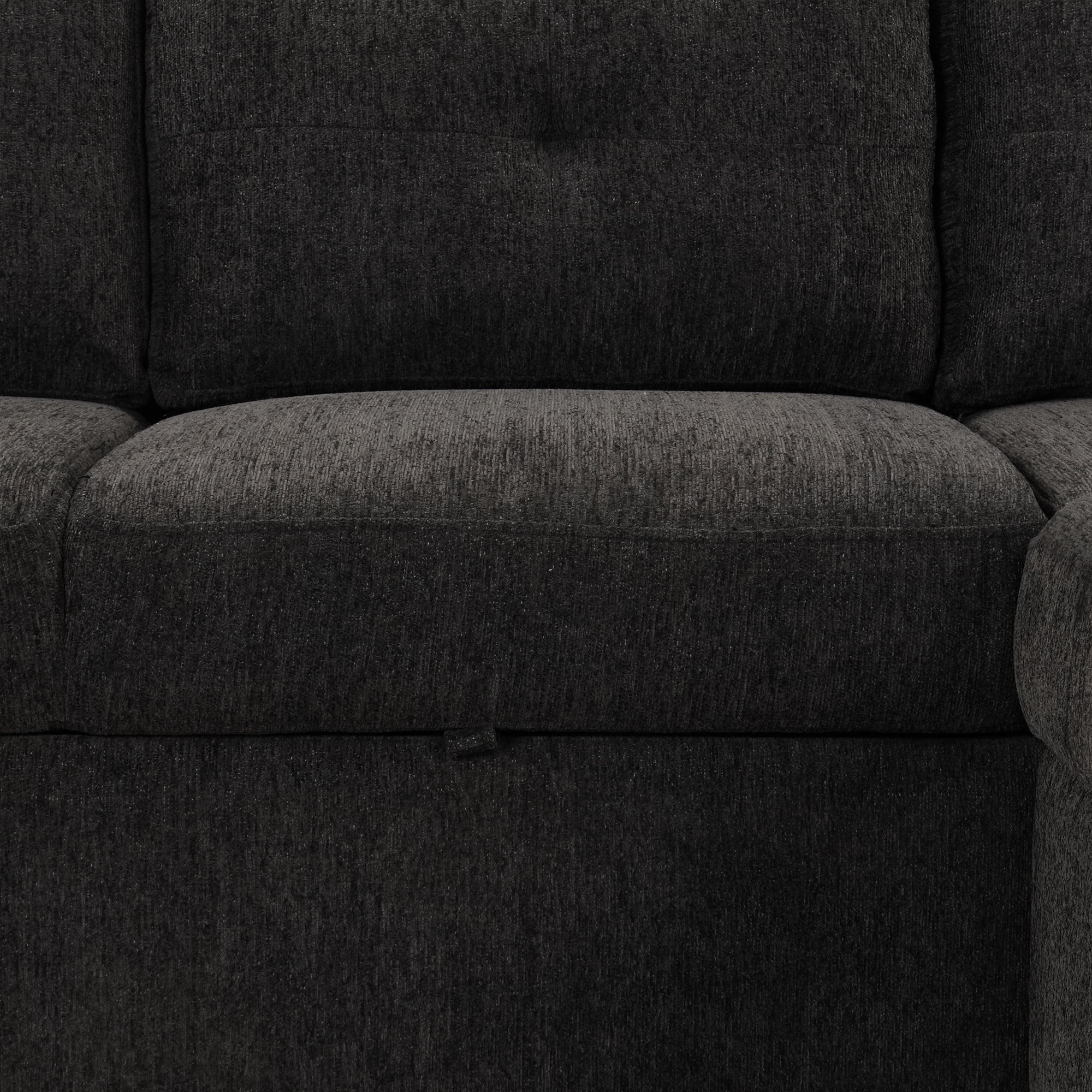 Reversible Sectional Pull-Out Sofa Bed L-Shaped Corner with Storage Chaise, Black