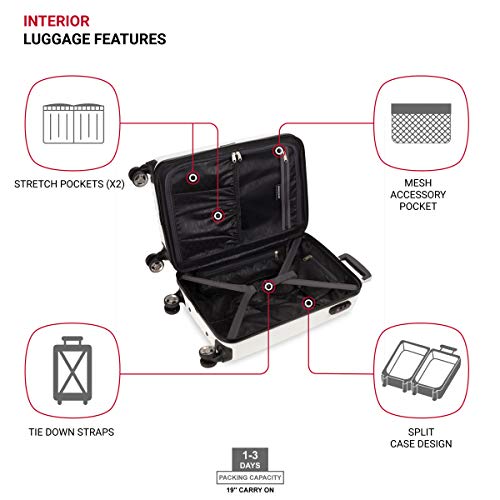 SwissGear 7272 Energie Expandable Hardside Luggage with Spinner Wheels and TSA Lock, Gunmetal, Carry-On 19-Inch