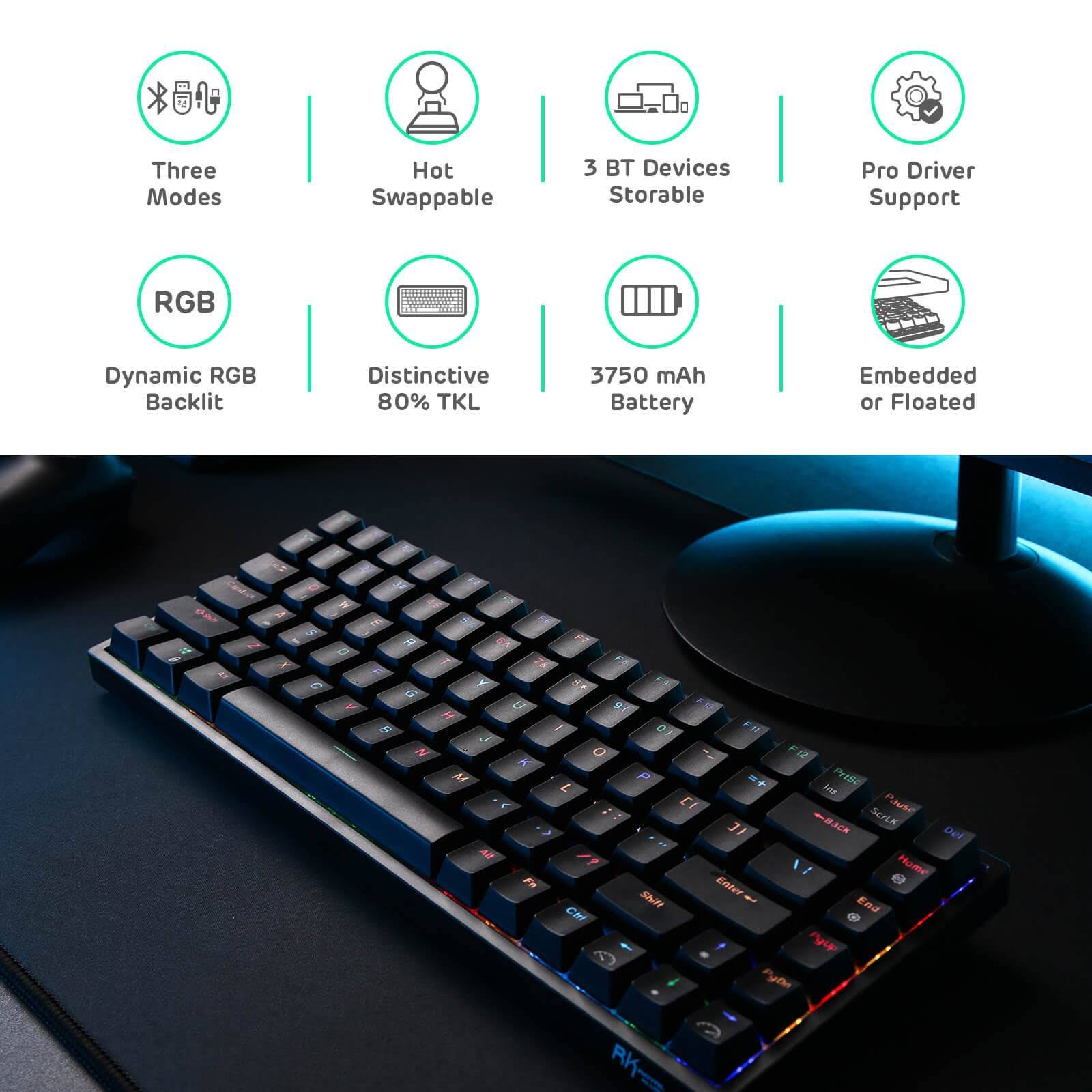 Royal Kludge RK84 84 Keys Wireless 75% Mechanical Gaming Keyboard