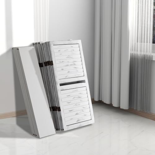 Bonnlo 6 Panels Wood Room Divider with Shelves, 6 FT Height Folding Privacy Screens, Indoor Freestanding Room Partition Wall Divider