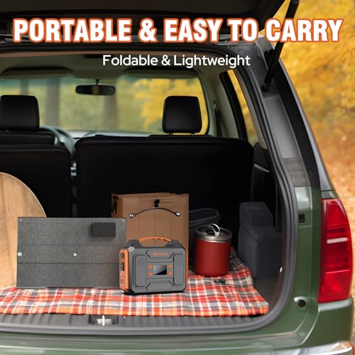 Portable Solar Generator, 300W Portable Power Station with Foldable 60W Solar Panel