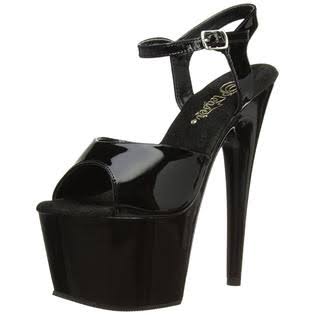 Pleaser Midnight Kat Stacks Adore Platform Heels, Black, 6