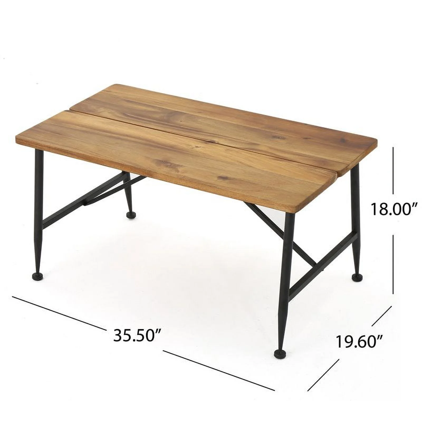 Noble House Eleanora Acacia Wood and Iron Coffee Table in Brown/Black
