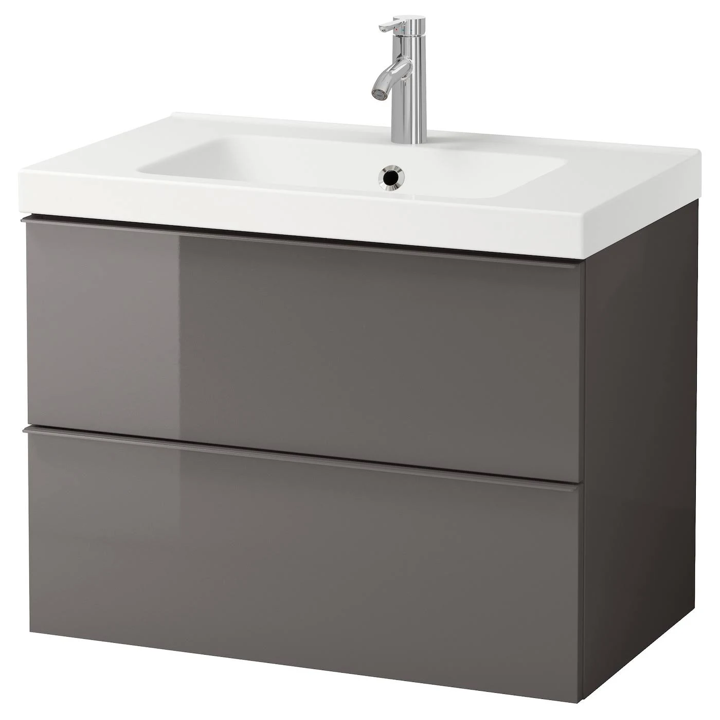 IKEA - GODMORGON / ODENSVIK Sink Cabinet with 2 Drawers, High Gloss gray/dalskär Faucet, 32 5/8x19 1/4x25 1/4 09292867