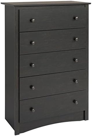 Home Square Classical 3 Piece Set with Wooden Nightstand Bedroom Dresser and Chest in Black