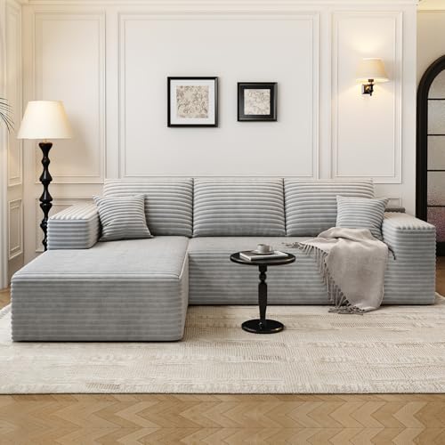 107.5" Cloud Modular Sectional Sofa with 1 Ottoman,Modern Minimalist Upholstered Couches, Comfort U Shaped Sofa for Living Room
