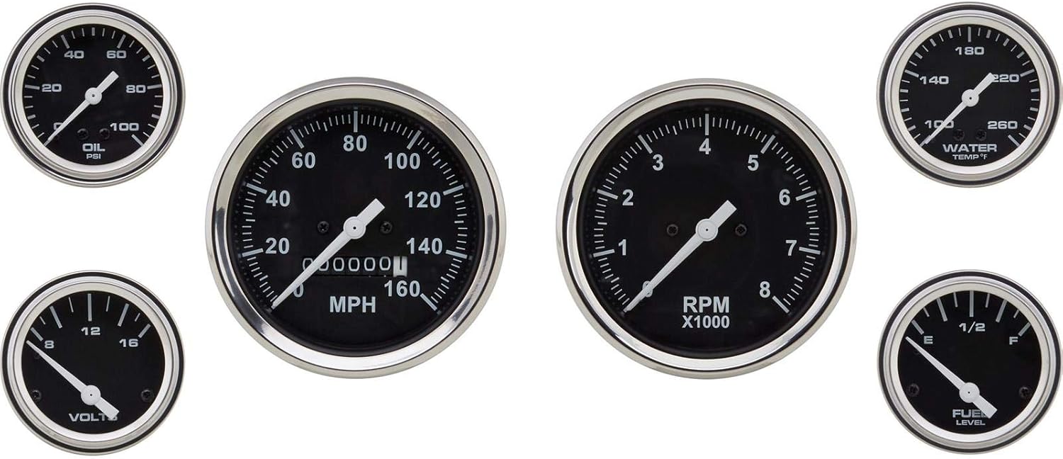 6-Gauge Set, White Face, 3-3/8, Mechanical