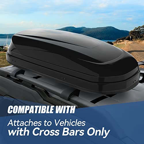 Auto Dynasty Hard Shell Roof Top Mount Car Storage Travel Luggage Box Cargo Carrier, 53 (L) x 34 (W) x 15 (H) Inches, Capacity 110 Pounds
