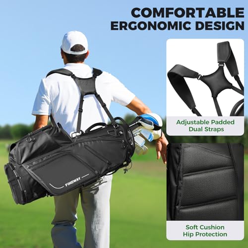 Findway 14 Way Golf Stand Bag, Lightweight Golf Bag with Stand for Men Women, Golf Club Carry Bag with Dual Strap, Full Length Dividers