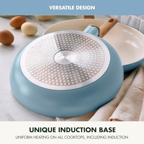 GreenPan Rio Essence Wood 10 Piece Cookware Pots and Pans Set, Healthy Ceramic Nonstick, PFAS PFOA Free Coating, Induction, Silicone Rim Lids