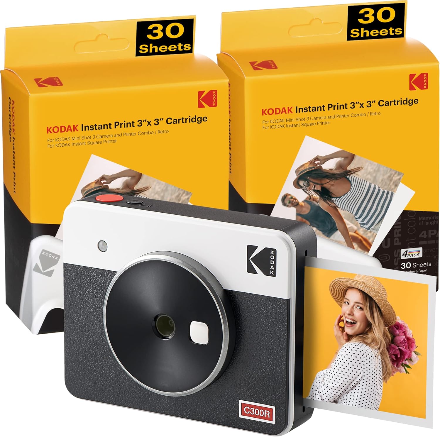 Kodak Mini Shot 3 Retro (60 Sheets) 3x3 2-in-1 Portable Wireless Instant Camera & Photo Printer, Compatible with iOS, Android & Bluetooth