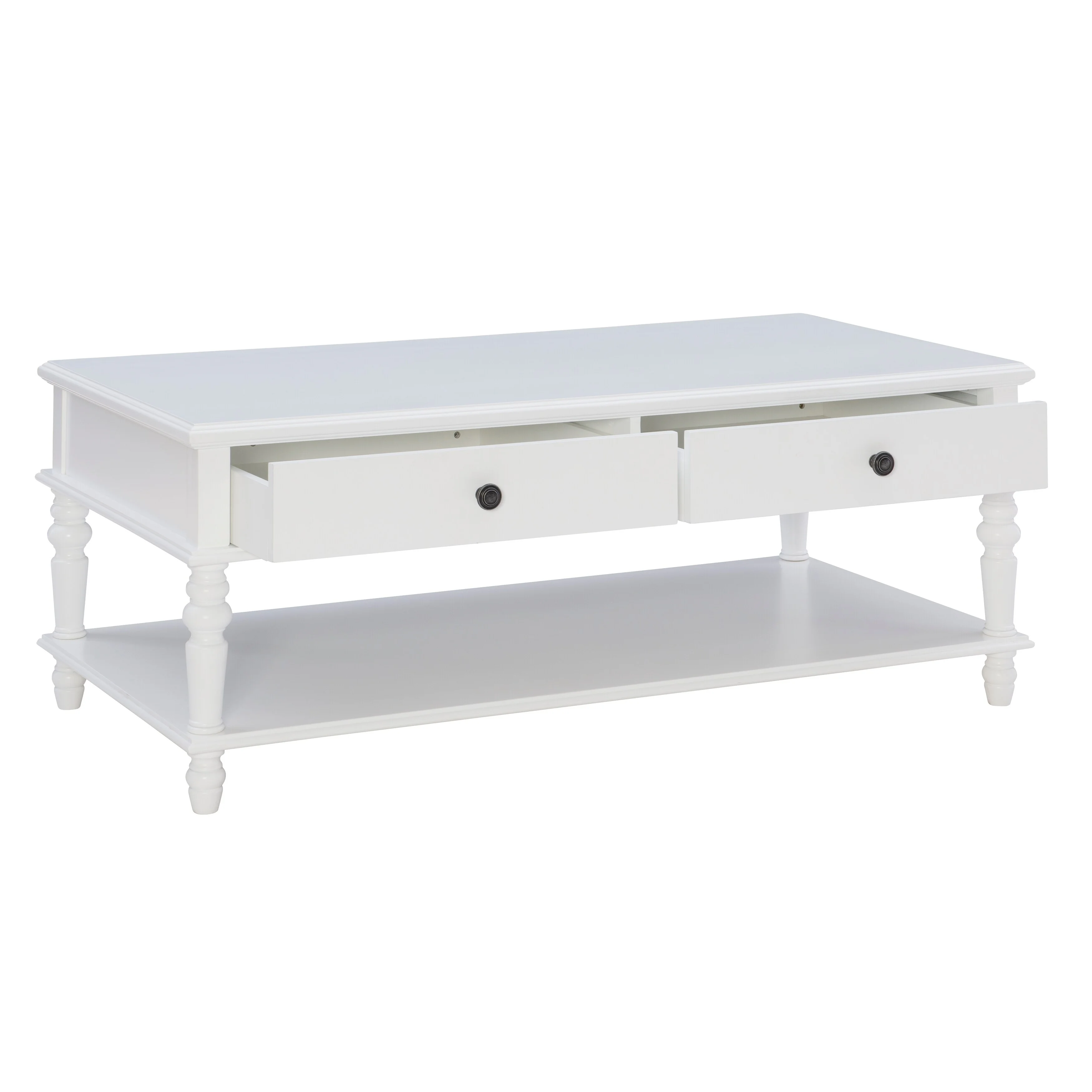 Linon Jowin White Wood 2 Drawer Coffee Table