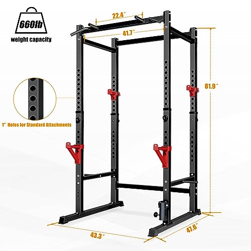 Bongkim Power Rack, Rack Cage for Weight Training, Adjustable Squat Stand Rack for Home Gym Equipment, Lifting Cage with 660lb Capacity
