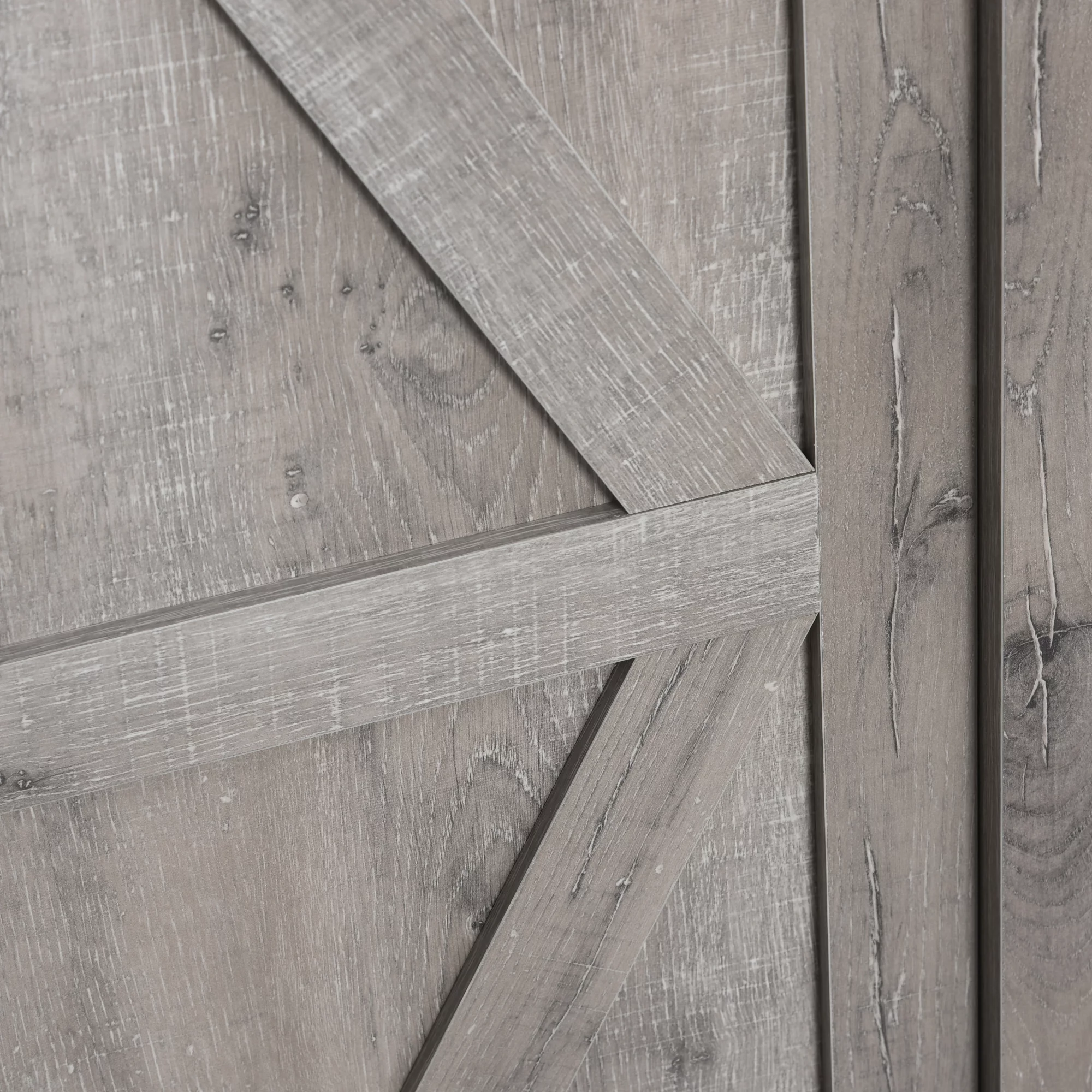 HOMCOM Farmhouse Accent Cabinet, Kitchen Cupboard Storage Cabinet with Barn Door and Adjustable Shelf, Grey Oak