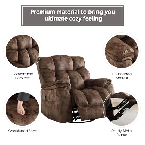 INZOY Massage Swivel Rocker Recliner with Heat and Vibration, Manual Rocking Recliner Chair with Vibrating Massage