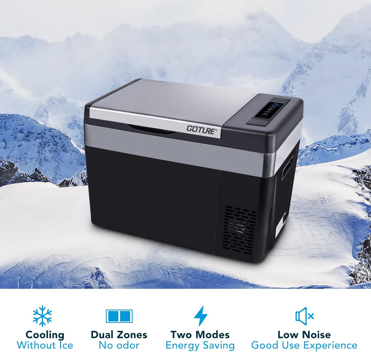 Goture 20QT Cooler, Portable Refrigerator, Freezer for Car, AC/DC Available RV Cooler 40 min 77℉ to -7.6℉ Fast Cooling for Car, RV, Camping and Home