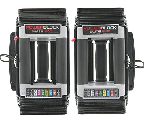 PowerBlock Elite EXP Adjustable Dumbbells, Sold in Pairs, Stage 1, 5-50 lb. Dumbbells, Durable Steel Build, Innovative Workout Equipment