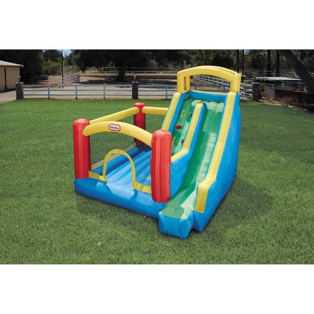 Little Tikes Giant Slide Bouncer Inflatable Bounce House with Blower and Climbing Wall, Fits up to 3 Kids, Multicolor